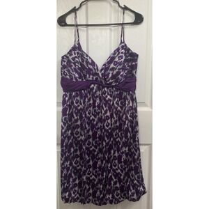NWT MAX&CLEO Purple&White Print‎ Bubble Hem Dress Wedding Sz.12 Adj. Straps
